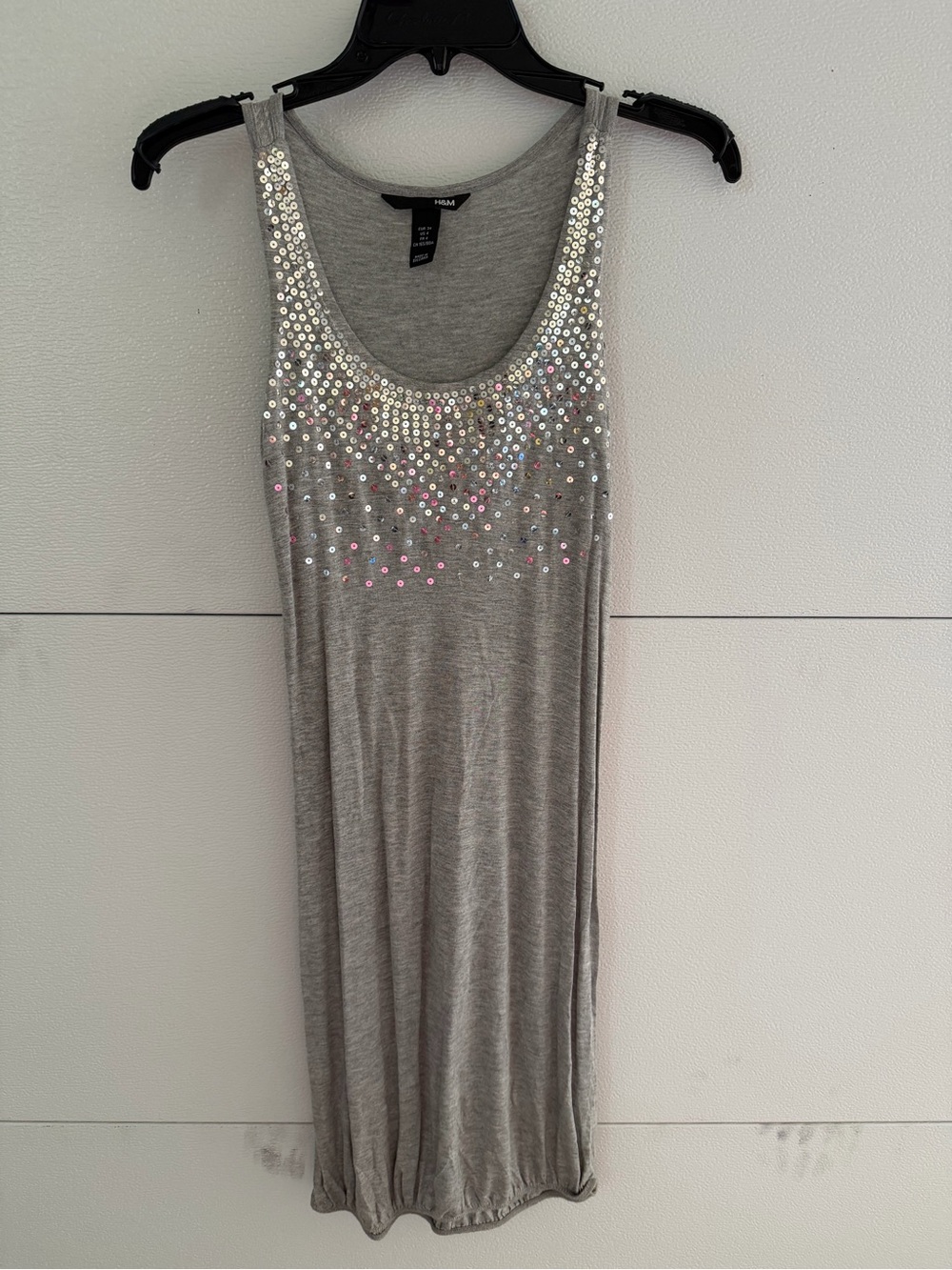 H&M Light Gray Sleeveless Sequin Scoop Neck Dress